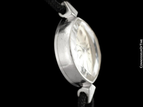 1960's Rolex Vintage Ladies Dress Watch, Silver Dial - 14K White Gold