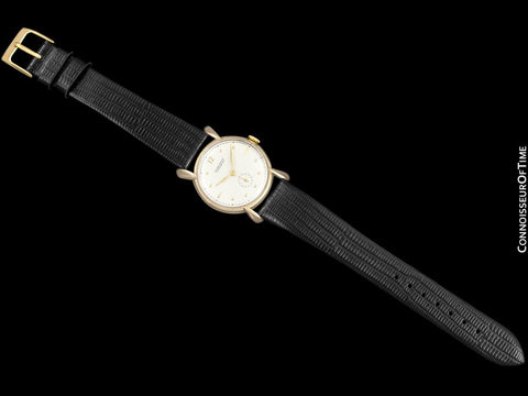 1950's Ulysse Nardin Vintage Chronometer Mens Midsize Dress Watch, Beautiful Case - 14K Gold