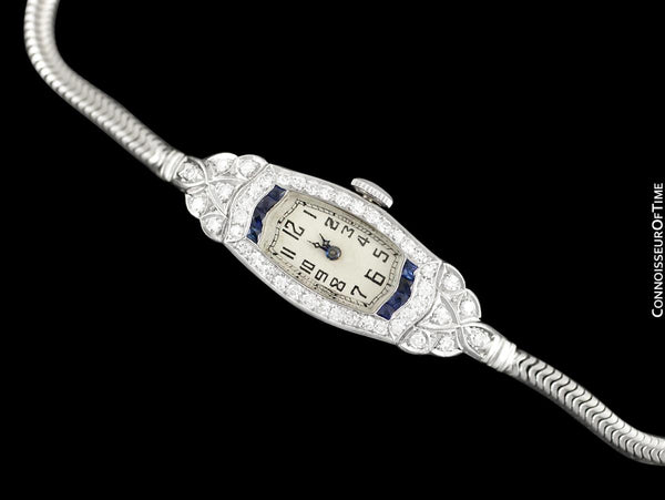 1920's Audemars Piguet Rare & Exquisite Art Deco Ladies Watch - Platinum, Diamonds & Sapphires