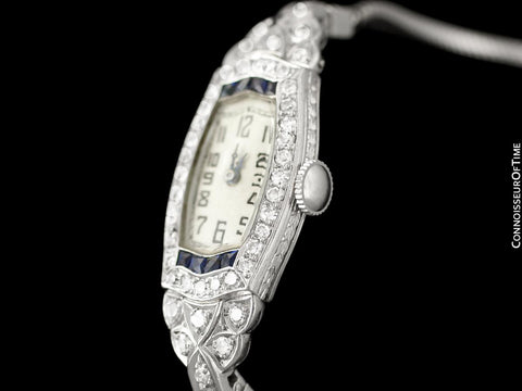 1920's Audemars Piguet Rare & Exquisite Art Deco Ladies Watch - Platinum, Diamonds & Sapphires