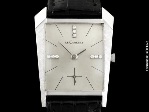 1962 Jaeger-LeCoultre Vintage Mens Asymmetrical Watch - 14K White Gold & Diamonds