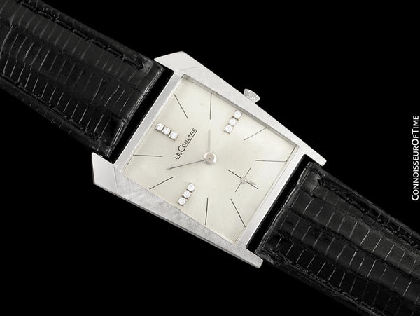 1962 Jaeger-LeCoultre Vintage Mens Asymmetrical Watch - 14K White Gold & Diamonds