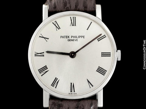 1965 Patek Philippe Vintage Mens Midsize "Ultra Thin" Wristwatch, Ref. 3470 - 18K White Gold