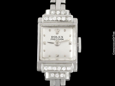 1940's Rolex Ladies Vintage Cocktail Watch - 18K White Gold & Diamonds