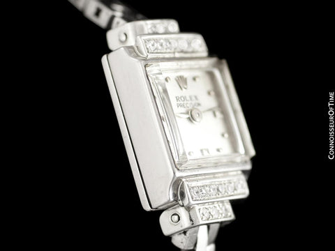 1940's Rolex Ladies Vintage Cocktail Watch - 18K White Gold & Diamonds