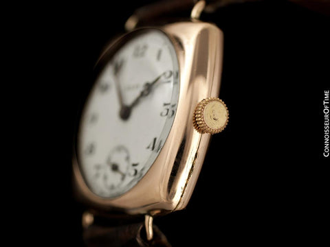 1927 Rolex Art Deco Vintage Mens Officer's Style Watch - 9K Gold