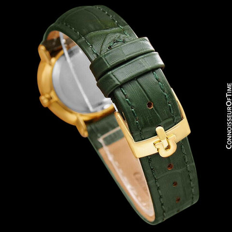 1970 Omega De Ville Mens Midsize Ultra Thin Dress Watch with Forest Green / Money Green Dial - 18K Gold Plated and Stainless Steel