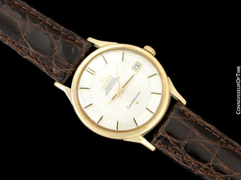 1965 Omega Vintage Mens Pie Pan Dial Constellation, Automatic, Date - 14K Gold