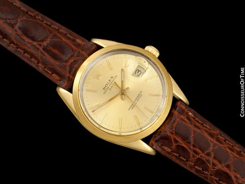 1984 Rolex Oyster Perpetual Date Ref. 15505 Mens Quick-Setting Gold Shell Watch - 14K Gold & Stainless Steel