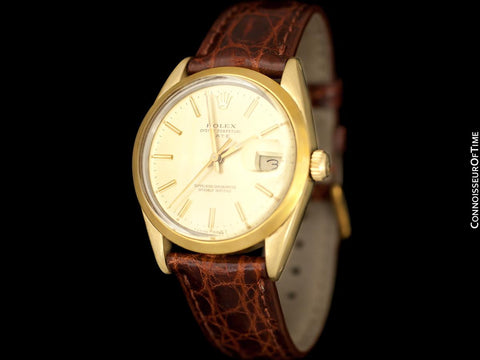 1984 Rolex Oyster Perpetual Date Ref. 15505 Mens Quick-Setting Gold Shell Watch - 14K Gold & Stainless Steel