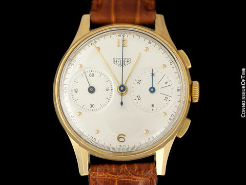 1950's Heuer Vintage Valjoux 23 Chronograph Mens Watch - 18K Gold