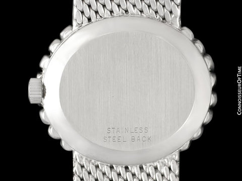 1973 Omega Geneve Vintage Ladies Handwound Watch - Stainless Steel, Diamonds & Sapphires