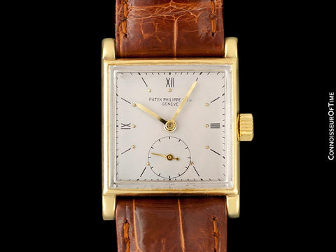 1943 Patek Philippe Vintage Mens Handwound Square Watch, Ref. 1453 - 18K Gold with Papers