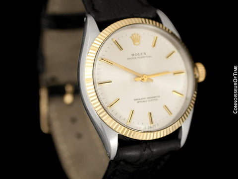 1974 Rolex Oyster Perpetual Vintage Mens Ref. 1005 Watch - 18K Gold & Stainless Steel - Near NOS with Papers