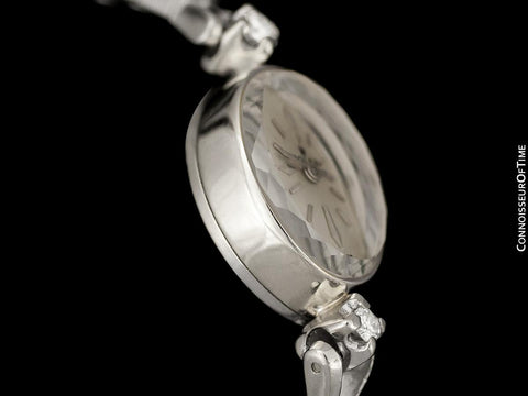 1960's Rolex Ladies Dress Watch, Silver Dial - 14K White Gold & Diamonds