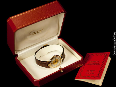 Must De Cartier Vendome Mens Midsize Unisex Vermeil 18K Gold Over Sterling Silver Watch - Boxes & Papers