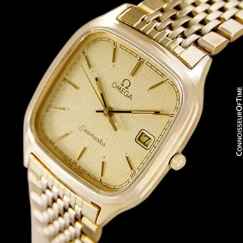 1985 Omega Seamaster Brest Vintage Mens Retro Quartz Watch - 18K Gold Plated & Stainless Steel