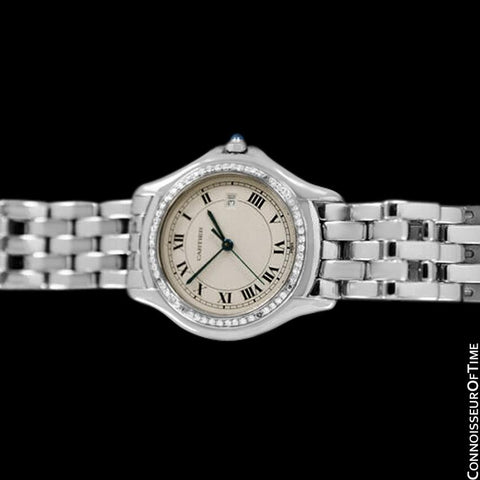 Cartier Cougar Panthere Mens Unisex Bracelet Watch - Stainless Steel & Diamonds