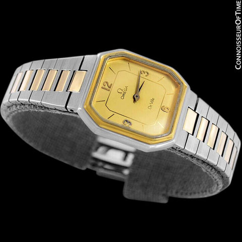 1982 Omega De Ville Vintage Ladies Dress Quartz Watch - 18K Gold Plated & Stainless Steel