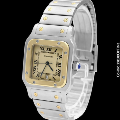 Cartier Santos Galbee Mens Two-Tone Bracelet Watch with Date - Stainless Steel & 18K Gold