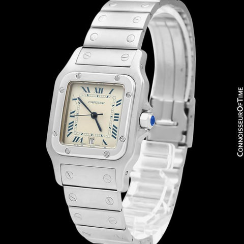 Cartier Santos Galbee Mens Midsize Unisex Stainless Steel Watch with Date - Papers