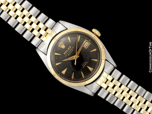 1953 Rolex Datejust Ovettone Vintage Mens Rare "Red Letter" Ref. 6105 Watch - Stainless Steel & 18K Gold