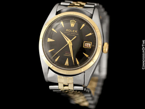 1953 Rolex Datejust Ovettone Vintage Mens Rare "Red Letter" Ref. 6105 Watch - Stainless Steel & 18K Gold