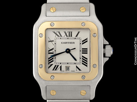 Cartier Santos Galbee Mens Two-Tone Stainless Steel & 18K Gold Bracelet Watch - Papers & Box
