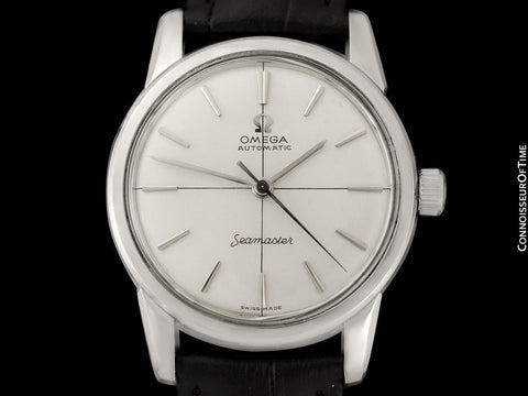1960 Omega Seamaster Mens Vintage Calatrava Automatic Watch with Crosshair Dial - Stainless Steel