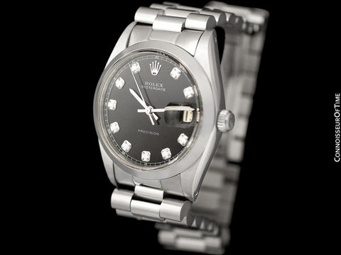 1972 Rolex Oysterdate Mens Date Watch with Both Bracelet & Strap - Stainless Steel & Diamonds