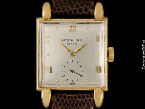 1950 Patek Philippe Vintage Mens Handwound Square Watch with Claw Lugs, Ref. 2409 - 18K Gold with Papers