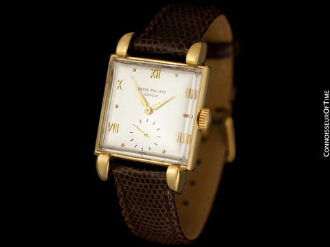 1950 Patek Philippe Vintage Mens Handwound Square Watch with Claw Lugs, Ref. 2409 - 18K Gold with Papers