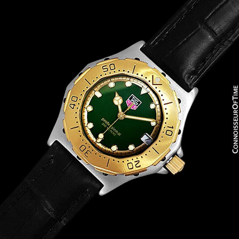 TAG Heuer 3000 Mens Full Size Quartz Divers Green Dial Watch, 934.206 - Stainless Steel & 18K Gold Plated
