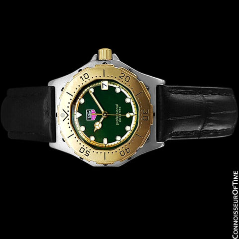 TAG Heuer 3000 Mens Full Size Quartz Divers Green Dial Watch, 934.206 - Stainless Steel & 18K Gold Plated
