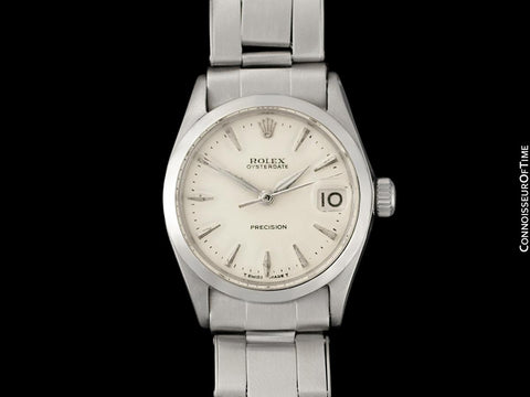 1961 Rolex Vintage Midsize Unisex 30mm Oysterdate Precision Ref. 6466 Date Watch - Stainless Steel