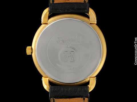 Hermes Mens Midsize Unisex Pullman Like Special Edition Watch - 18K Gold Plated, Stainless Steel & PVD