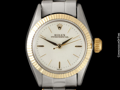 1960 Rolex Oyster Perpetual Ladies Vintage No Date Watch - Stainless Steel & 18K Gold
