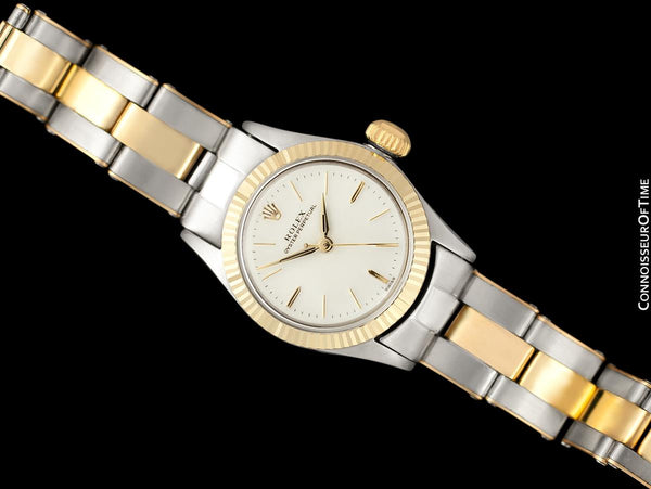 1960 Rolex Oyster Perpetual Ladies Vintage No Date Watch - Stainless Steel & 18K Gold