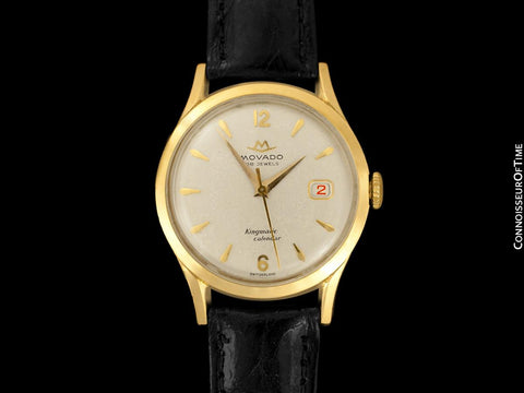 1950's Movado "Kingmatic Calendar" Vintage Mens Automatic Watch - 18K Gold with Box