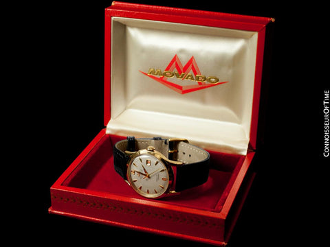 1950's Movado "Kingmatic Calendar" Vintage Mens Automatic Watch - 18K Gold with Box