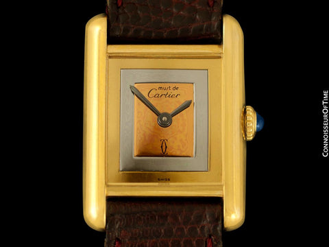 Cartier Vintage Ladies Tank Mechanical Trinity Dial Watch - Gold Vermeil, 18K Gold over Sterling Silver