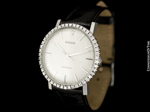 1974 Rolex Precision Vintage Mens Ref. 3411 Dress Watch - Stainless Steel & Diamonds