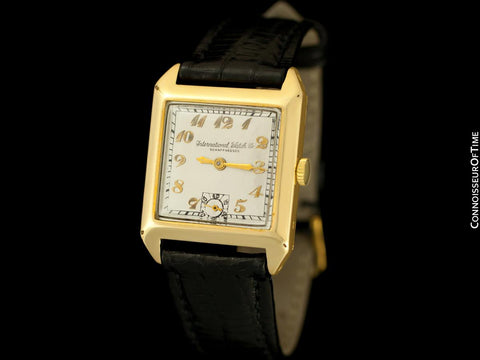 1926 IWC Vintage Mens Art Deco Breguet Numeral Watch - 14K Gold