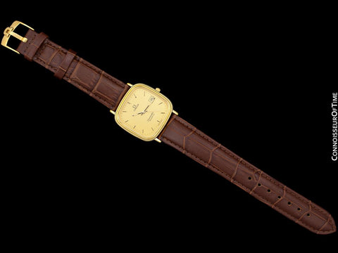 1980's Omega Seamaster Vintage Mens Quartz Watch with Date - 18K Gold Plated & Stainless Steel