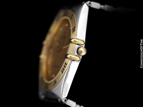 Omega Constellation Manhattan Mens 35mm Watch, Quartz, Date - Brushed Stainless Steel & 18K Gold