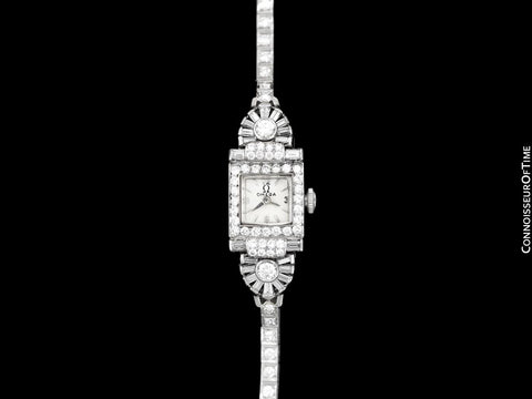 1950's Vintage Ladies Watch with Omega Movement - Platinum over 3.5 Carats of Diamonds