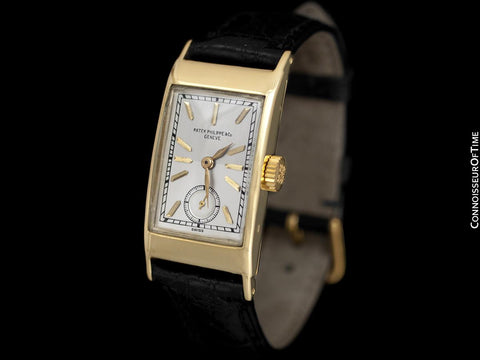 1937 Patek Philippe "Tegolino" Vintage Mens Rectangular Watch - 18K Gold