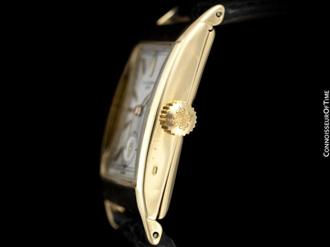 1937 Patek Philippe "Tegolino" Vintage Mens Rectangular Watch - 18K Gold