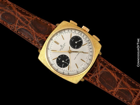 c. 1970 Breitling Top Time Vintage Large Pilots Panda Dial Chronograph - 14K Gold Filled & Stainless Steel