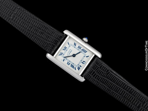 Cartier Vintage Ladies Tank Watch - 18K White Gold over Sterling Silver